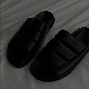 Gia Borghini Black Padded Slide Sandals